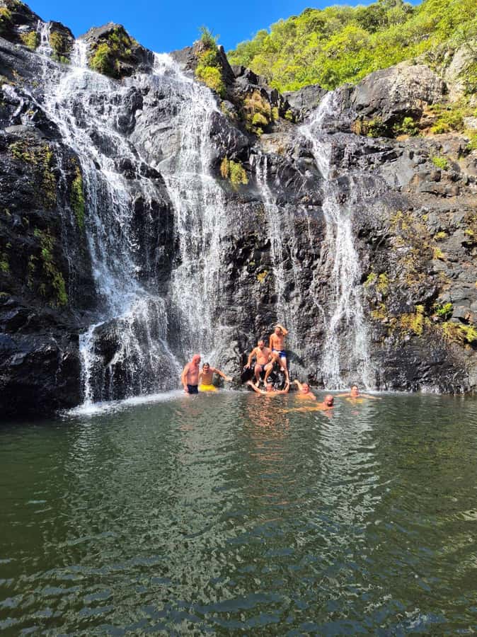Mauritius-7 waterfalls short loop - Swimming in the natural pools