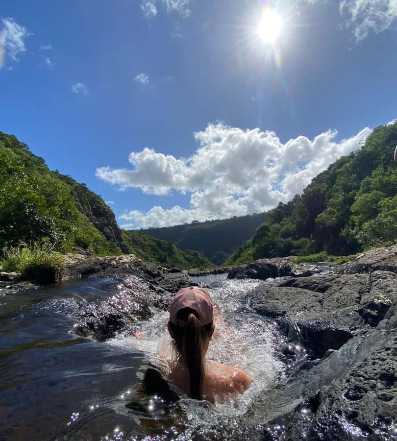 Mauritius Natirel : 7 cascades valley waterfall discovery - Swimming in natural waterfall pools