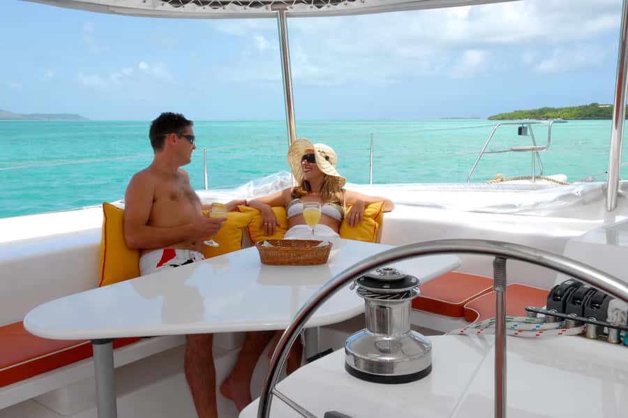 Private Catamaran Charter to Ile aux Cerfs - Cruising across the Mahébourg lagoon