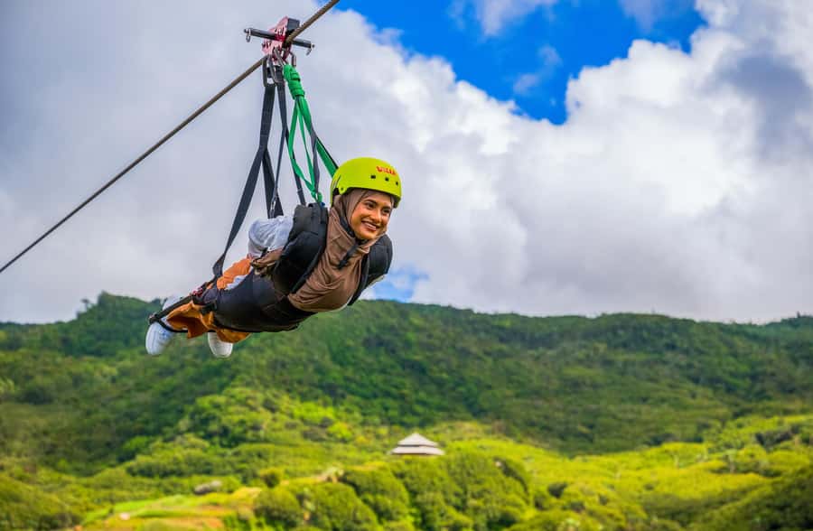 Vallé Advenature Park: Signature Zipline - From safety briefing to takeoff