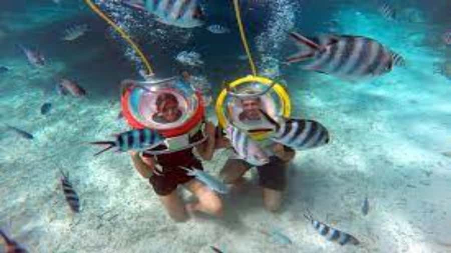 Walking under the sea in Mauritius with transfer - From Belle Mare beach to the lagoon platform